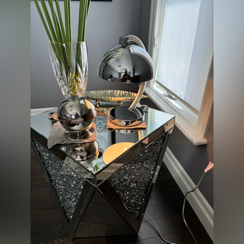 Minimalist, chrome mid century, modern smaller desk or bedside table lamps